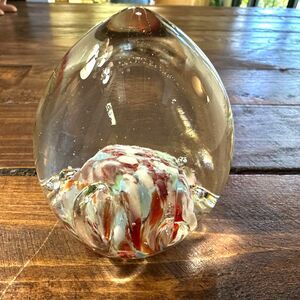 Vintage Multi-colored Blown Glass Paperweight Orb Art Glass Sculpture